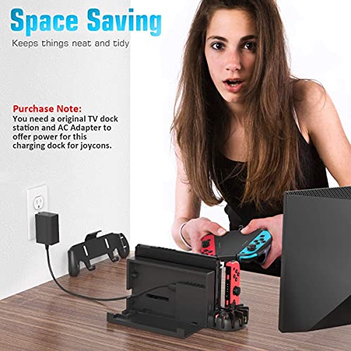 Switch Controller Charger Dock Station Compatible with Nintendo Switch Accessories & OLED Model Joycons, KDD Joycon Charging Dock Station with Upgraded 8 Game Storages, Game Accessories