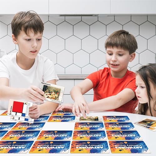 80 PCS Artwork Matching Game, 40 Famous Painting Memory Cards Bilingual Language Picture Match Game, Educational Learning Toys Enhance Memory & Matching Skills for Kids Ages 3 and Up - style: Artwork