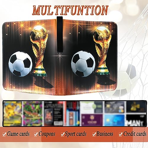 Trading Card Binder 900 Pockets, Soccer Card Binder Holder with 50 Removable Sleeves Fits 900 Sport Cards, Soccer Card Gifts Collector Album with Zipper Storage Display Case - size: 900 Pockets Soccer