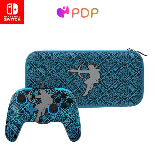 PDP Gaming GLOW Bundle Kit: REMATCH Wired Pro Controller + Travel Case, Officially Licensed for Nintendo Switch/Lite/OLED, Legend of Zelda Breath of the Wild Sheikah Shoot (Glow in the Dark) - style: Sheikah Shoot Controller + Case