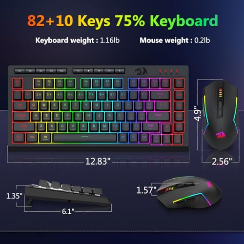 Redragon Wired Gaming Keyboard and Mouse Combo, RGB Backlit, Black