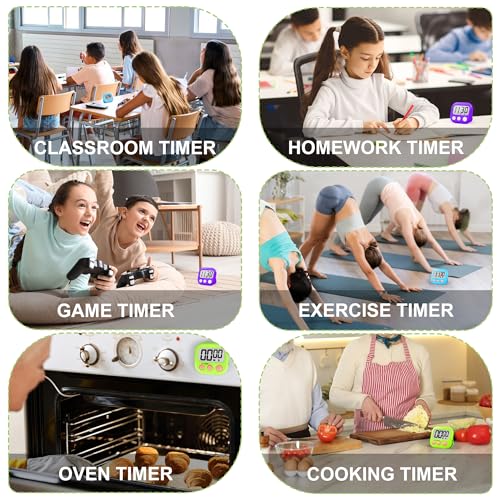 Digital Timer for Kids Teacher Supplies Classroom Timer for Study Learning Management Kitchen Work Exercise-4Pack Blue Green Yellow Purple - color: Blue Green Yellow Purple