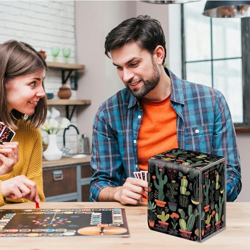 Card Deck Box for Trading Cards,MTG Commander Deck Box Fits 100+ Single Sleeved Cards,Leather Magnetic Card Storage Box for YuGiOh TCG CCG Cards,Cactus - color: Cactus