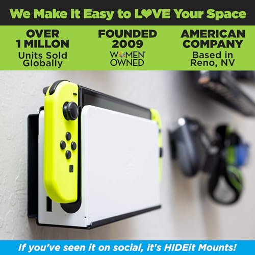 HIDEit Mounts Switch Wall Mount for Nintendo Switch - Made in USA, Steel Mount for Nintendo Switch and Nintendo Switch OLED to Safely Store Your Switch Console - size: USA Made: Mount Only