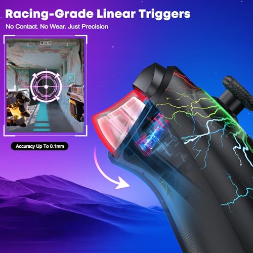 Wireless PC Gaming Controller -RGB Lightning Pro Gamepad for Windows PC, Switch, Switch 2, Android & iOS, with Programmable Back Buttons, Turbo, 1000mAh Battery & Stand (2.4G/USB-C/Bluetooth)