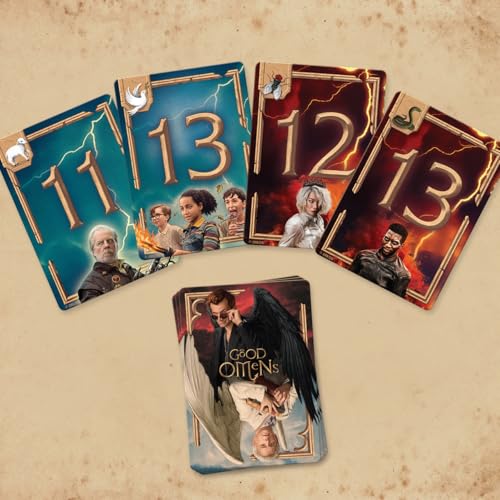 Renegade Game Studios Good Omens Card Game - 2-4 Player Board Game | Cooperative dice game based on the Terry Pratchett & Neil Gaiman novel. Includes Agnes Nutter Velvet Drawstring Bag - style: Base