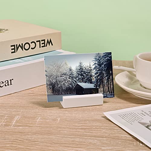 WILLOWDALE 6Pcs 2.17 Inch Wedding Place Card Holder, Photo & Picture Stand | White Card Holder Wooden Stands for Display, Party Poster Paper Stand Wedding Table Number Holders for Home and Office Decor - size: 6pcs 2.17" White