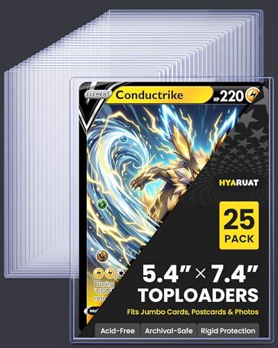 5.4" x 7.5" Jumbo Card Sleeves, Hard Plastic Holders 25 Pack, 39PT | Toploaders Card Protectors Fits up to 5.67x7.64in Oversized Trading Cards & Photos, Archival Safe Rigid PVC Sheets, Blue Tint - size: 5.4 x 7.5 in – Fits Up to 5.67 x 7.64 in