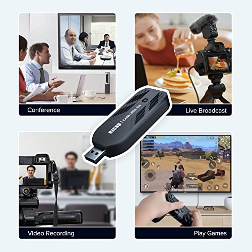 Mwin Cam Link 4K, External Camera Capture Card, 4K30/1080p120 for Streaming and Record via DSLR, Camcorder, Actioncam, Low-Latency for Video Conferencing, Live Streaming, Gaming, on OBS, Zoom, Windows