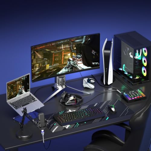 4K Video Capture Card with Audio Mixer, 1080P 60fps Streaming, 4K Zero-Latency Loop Out, XLR/48V Phantom Power, Voice Changer, RGB, 4 Faders, Plug & Play for Gaming/Podcast/Recording