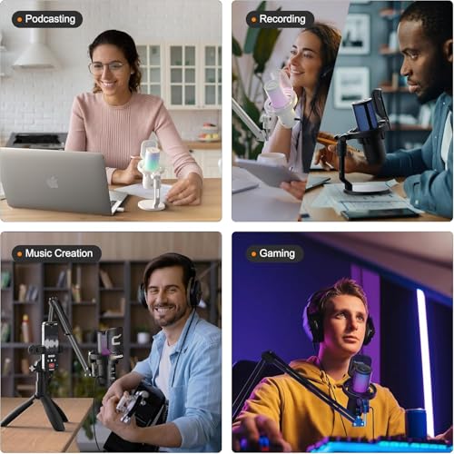 COMICA EJoy Uni USB Condenser Microphone – Computer Mic with Noise Cancellation, Mute, Gain, Monitoring – for Streaming, Podcast, Gaming, YouTube, PC, Mac, PS5, PS4 (Desktop Mic)