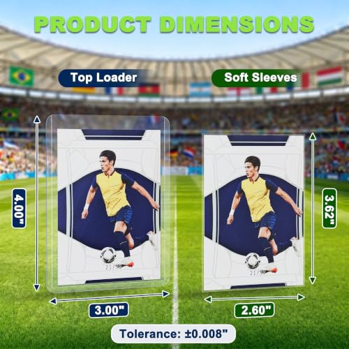Kabinka 200 Card Sleeves Top Loaders for Cards,3"x4"Baseball Card Protector | Standard Size Trading Hard Plastic Card Holder for Sports, Football, TCG Cards(100 Hard Sleeve + 100 Soft Sleeve)