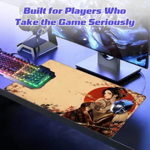 Crane Tattooed Woman MTG Playmat, Card Game Play Mat with Stitched Edges, Smooth Surface Board Game Trading Card Mat, Non-Slip Rubber Base Large Gaming Mouse Pad 24 x 14 Inch - color: Crane Tattooed Woman