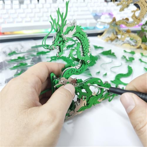 Chinese Dragon 3D Metal Puzzle, Golden, 92 Pieces | DIY Toy, Handmade puzzle,Model Kits, Building Blocks ,Assembly Gift for Adult - color: Chinese Dragon Golden