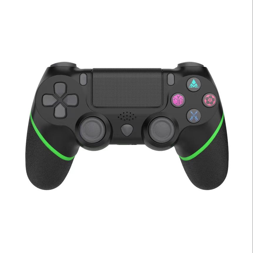 Turquvix Wireless Controller Compatible with PS-4/Pro/Slim (Midnight Black) (Green) - color: Green