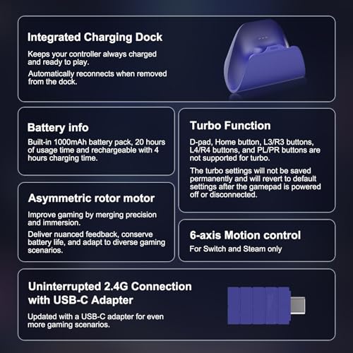 8BitDo Pro 3 Bluetooth Controller for Switch/Switch 2,Windows,TMR Joysticks | Programmable Pro Back Buttons&R4/L4 Bumpers,Hall/Tactile Triggers,Swappable ABXY Buttons,for Apple,SteamOS,Android, Purple - color: Purple