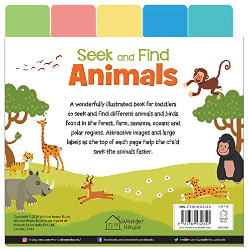 Seek And Find - Animals : Early Learning Board Books With Tabs