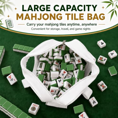 Empty Mahjong Tile Bag American Clear Mahjong Case with Zipper | PVC Mahjong Bag Storage 166 Tiles Waterproof Holder with Handles Letters Printed for Game Days Gift Travel White Case Only - color: White