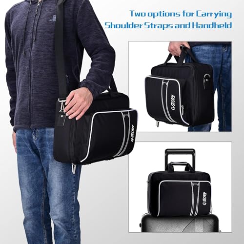 G-STORY Carry Case Compatible with PlayStation 5 Console,Travel Case Bag with Zinc Alloy Zippers for Console, Controllers and Accessories,Controller Skin*1 - color: White-logo