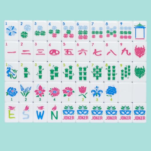 Jongyance American Mahjong Tile Set with160 Acrylic 4 Layer Engraved Mahjong Tiles, Mahjong Tiles Bag and Accessories - color: Green