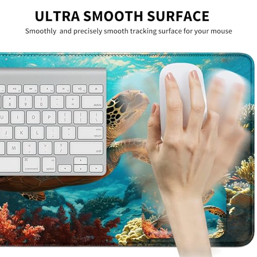 Mouse Pad Desk Mat Ergonomic Wrist Support Pad Set,Mouse Wrist Rest Keyboard Pad with Stitched Edges and Non Slip Base-Sea Turtle - color: Sea Turtle