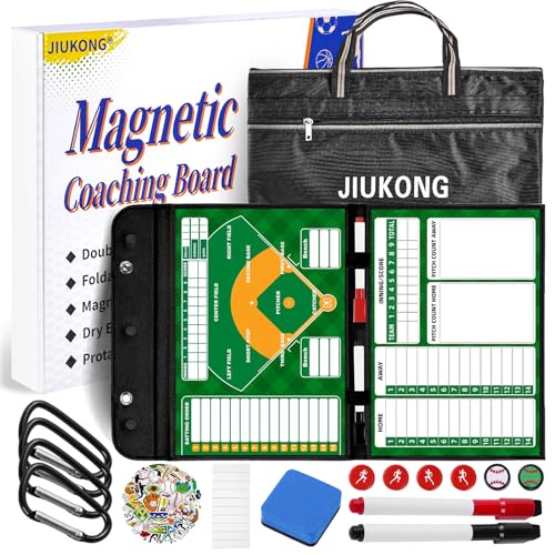 Magnetic Baseball Lineup Board for Dugout, 60 Magnets Coaching Clipboard with Dry Erase & Waterproof Bag – Dugout Organizer for Youth Baseball & Softball Coaches - style: Baseball