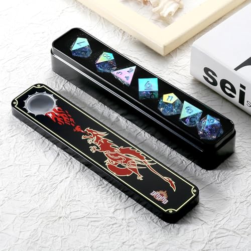 Iridescent Plating Sharp Resin Dice, DNDND 7PCS Handmade DND Sharp Edge Dice with Gorgeous Gift Case for Dungeons and Dragon Tabletop Games (Iridescent Plating Transparent) - color: Iridescent Transparent