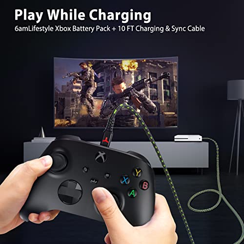 2 Pack Rechargeable Controller Battery Pack for Xbox Series X|S and Xbox One with 10FT USB C Charging Cable and Micro USB Adapter, Play and Charge Kit for All Xbox Wireless Controller, XBOX-SB08