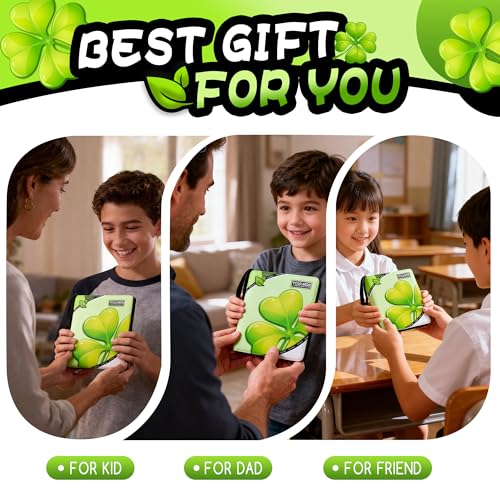 Trading Card Binder 4 Pocket,400 Pocket Card Collection Binder with 50 Removable Sleeves,PU Waterproof Top Card Book,3-Ring Zipper Collectible Trading Card Album for MTG/TCG/Card Holder Gift((Leaf) - color: Leaf, size: Small