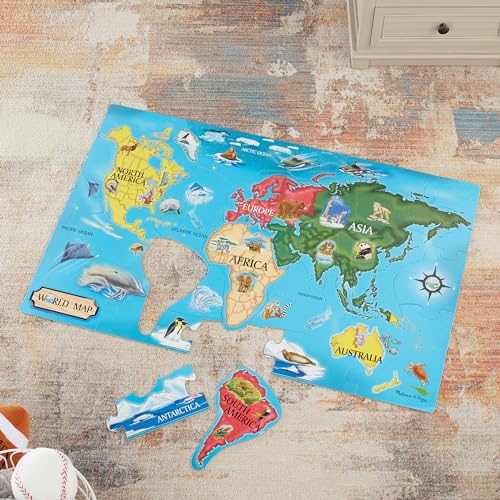 Melissa & Doug World Map Jumbo Jigsaw Floor Puzzle (33 pcs, 2 x 3 feet) - size: 1 Count