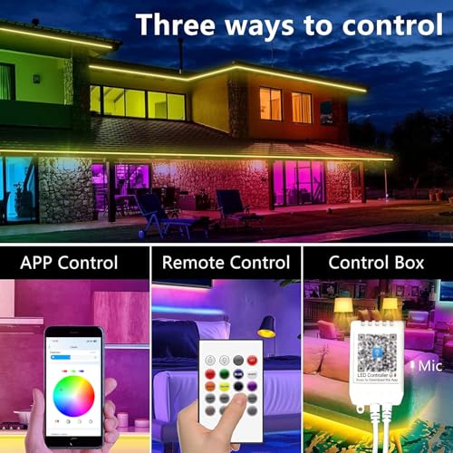 GUPUP 200 FT LED Strip Lights,Color Changing LED Lights for Bedroom,Built-in-Mic,Music Sync Tape Lighting,Phone Smart Controlled(APP+Remote+Mic) | Built-in-Mic,Music Sync Tape Lighting,Phone Smart Controlled(APP+Remote+Mic) - size: 200 ft Bluetooth