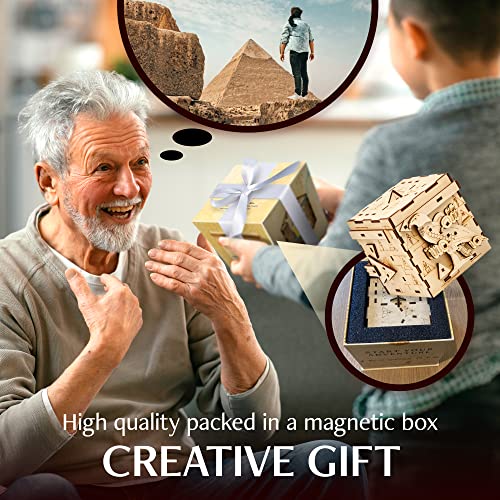 INSCAPE Pharaoh's Secret Puzzle Box for Adults Wooden Escape Room in A Box | Cluebox Brain Teaser With Hidden Compartments - Solve Mind Puzzles And Mechanisms - Ideal Gift For Escape Room Game Fans