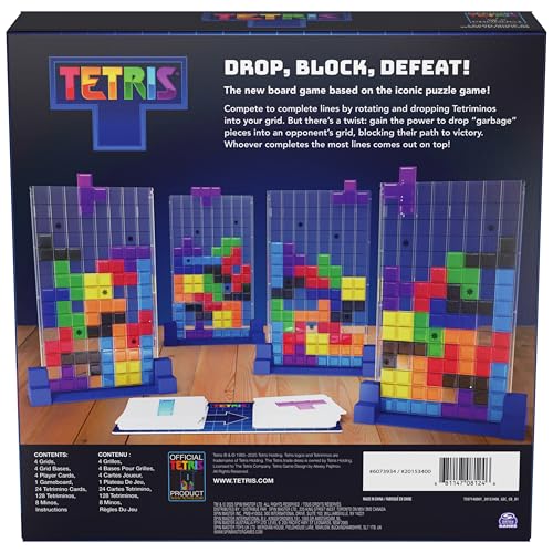 Spin Master Games Tetris: The Board Game | Head-to-Head Tetris Challenge, Drop Tetriminos into Grids to Make Lines & Block Opponents, For 2-4 Players, Ages 8 & Up - style: Tetris Booard Game