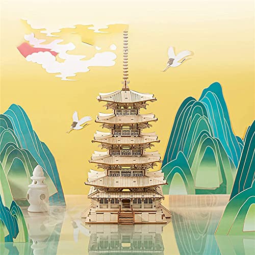 Rowood 3D Puzzles for Adults, Wooden Model Kits for Adults to Build, Gift on Birthday Christmas - Five-storied Pagoda (275 PCS) - style: Five-Storied Pagoda