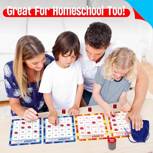 SpriteGru Number Bingo Game, Number 1-100 Bingo Board Game Learn & Count to Read 2 Versions Number Recognition Game for Kids 5-12, Perfect for Classroom & At Home - style: Number Bingo Game