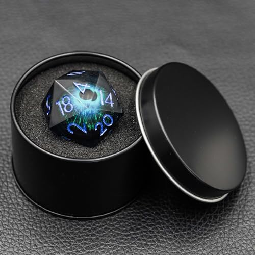 Dungeons and Dragons DND Dice D20, Moving Eyeball Liquid Core Dice Set D&D 33MM Oversized D20 Single Sharp Edge Resin dice with Gift Case, Polyhedral Dice for Role Playing Game