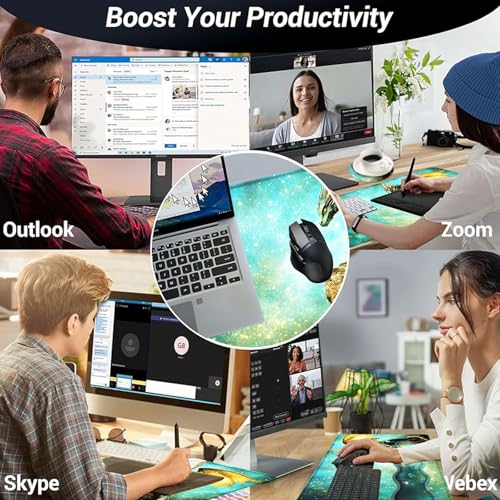 Large Mouse Pad and Keyboard Wrist Rest, Desk Pad for Keyboard and Mouse, 4-in-1 Large Gaming Mouse Pad with Wrist Support, Desk Mat for Home Office Study Game,Cute Green Dragon - color: Cute Green Dragon