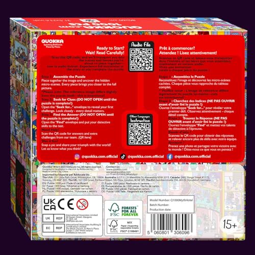 1000 Piece Puzzle for Adults – Jigsaw Puzzles for Adults 1000 Pieces | Hotel Wildeluxe Jigsaw Puzzles – Hidden Secrets & Audio Story – Premium Box Packaging – Extra Fun Challenges - color: Wildeluxe
