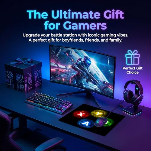 Gamepad Button Big Mouse Pad Large, Gaming Controller Mouse Pad Desk Pad, Long Computer Keyboard Mouse Mat Mousepad with Non-Slip Base and Stitched Edge for Gaming and Office (XYAB, 12.6" x 10.6") - color: XYAB, size: 12.6L x 10.6W inches