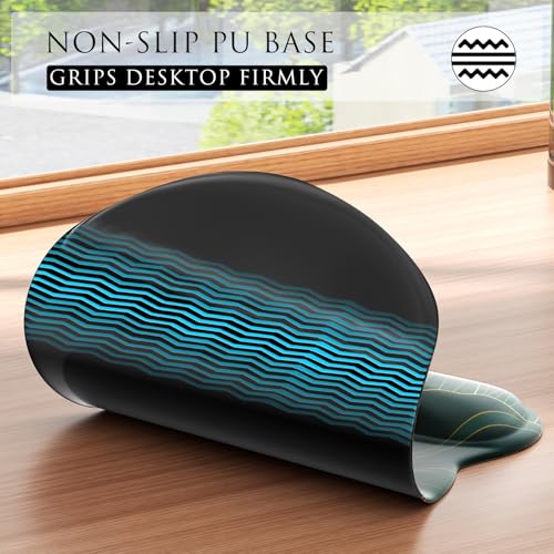 MROCO Ergonomic Mouse Pad with Gel Wrist Rest, 9.4 x 8.1 in, Green Leaves | Ergonomic Shape Design, Multiple Pattern Options, Gel Wrist Comfort, Smooth Lycra Surface, Non-Slip PU Base - color: Green Leaves