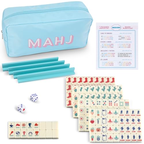Soulchen Mini American Mahjong Tile Set Include 160 0.8 Inch Mahjong Tiles 2 Dice 4 Wooden Rulers 1 Accessory Bag 4 Beginner Rule Cards(Cowboy) - style: Cowboy