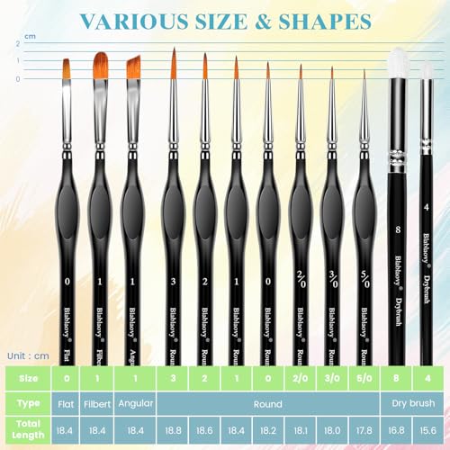 12pcs Miniature Paint Brushes Drybrush Set with Triangular Handles | Detail Paint Brushes for Acrylics, Watercolor, Figurines Model, Face Painting, Piant by Number Kit for Adults