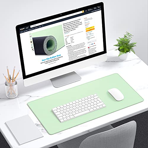 Dapesuom Large Mouse Pad, Extended Gaming Mouse Mat with Stitched Edges, Full Size Desk Mats with Non-Slip Base, Computer Big Desktop Keyboard Pad for Gamer, Laptop, Office, 23.6 x 11.8 In, Lake Green - color: Lake Green, size: 23.6L x 11.8W inches