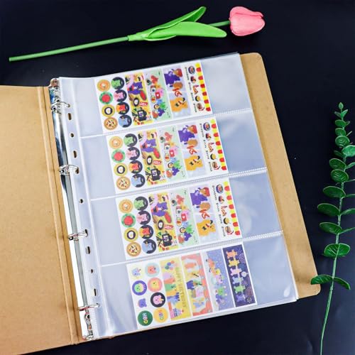Mogoostry A4 Clear Sheet Protectors 4 Pocket Binder Sleeves 20 Sheets 11 Holes Side Open Banknote Protector Currency Collection Page Protector - color: 4-pocket