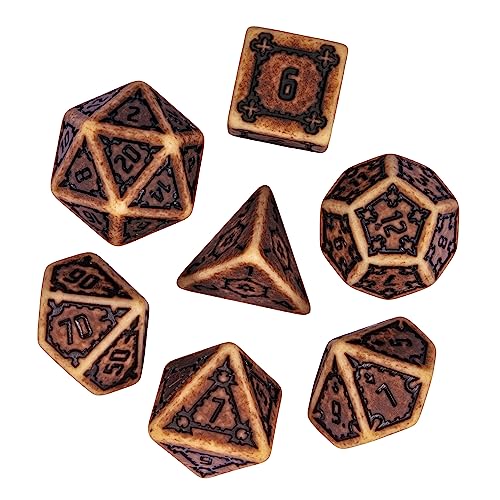 cusdie 7 Pcs 25mm Giant DND Dice with Dragon Eye Dice Bag, Polyhedral Dice Set, D&D Dice for Pathfinder RPG(Retro Yellow) - color: Retro Yellow