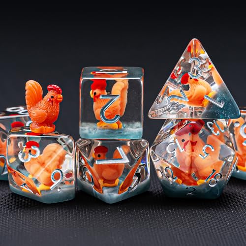 DND Resin Chick Dice Set, D&D Polyhedral Dice for Dungeons and Dragons RPG, MTG Role Playing Games D and D Dice 7pc D20 D12 D10 D8 D6 D4 for Ages 15 and Up - color: Chick