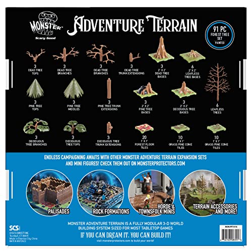 Monster Adventure Terrain 3D Interchangeable Builder System - 91pc Painted Forest Tree Set w Base - Build Modular Worlds in a Snap & Elevate Your Campaign - Compatible with DND Dungeons & Dragons - color: Forest Tree Set