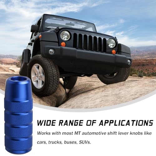 Osilly 3.74 Inch Aluminum Shift Knob with 3 Threaded Adapters, Blue | aluminum alloy construction, ergonomic extended grip, supplied adapters, for manual and select automatic cars, interior parts - color: Blue