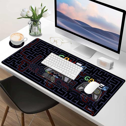 MEGREZ 4-in-1 Mouse Pad with Wrist Rest Ergonomic Memory Foam Desk Mat Set | ergonomic, anti-slip base, 4pcs set, desk pad, mouse wrist rest, keyboard rest, coaster, ideal for office & gaming - color: Black
