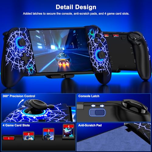 Gammeefy Switch Controller – Hall Effect Joysticks & Enhanced Grip – One Piece Switch Joypad Replacement Switch Pro Controller with 8-Color RGB Lighting, Turbo, Macros - Spider Web, 6.2"/7" - color: Spider Web, size: 6.2"/7"